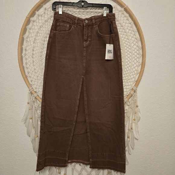 NWT Urban Outfitters BDG Western Brown Denim Maxi Skirt Size S - Picture 8 of 12